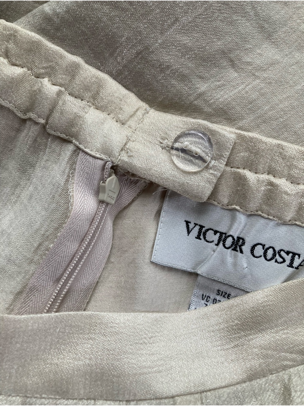 Victor Costa Soft Cream Satin-Look Pants - Picture 8 of 10